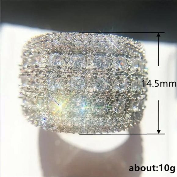 NEW WIDE PAVE BAND 925 STERLING SILVER RING - Picture 2 of 7